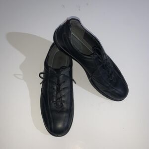 Ecco Leather Sneakers Women's 41 Black Sky Tie Lace Up Comfort Walking Shoe